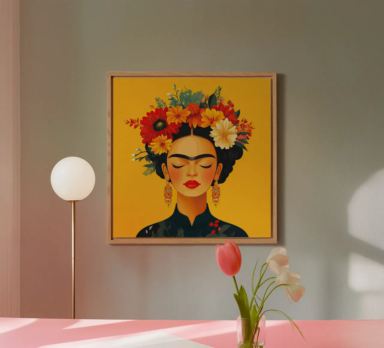 Frida Kahlo - Le don du présent panneau forex de Fantasias Florales