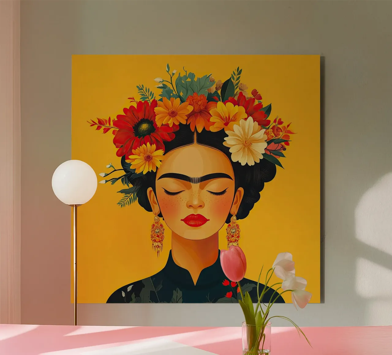 Frida Kahlo - Le don du présent panneau forex de Fantasias Florales