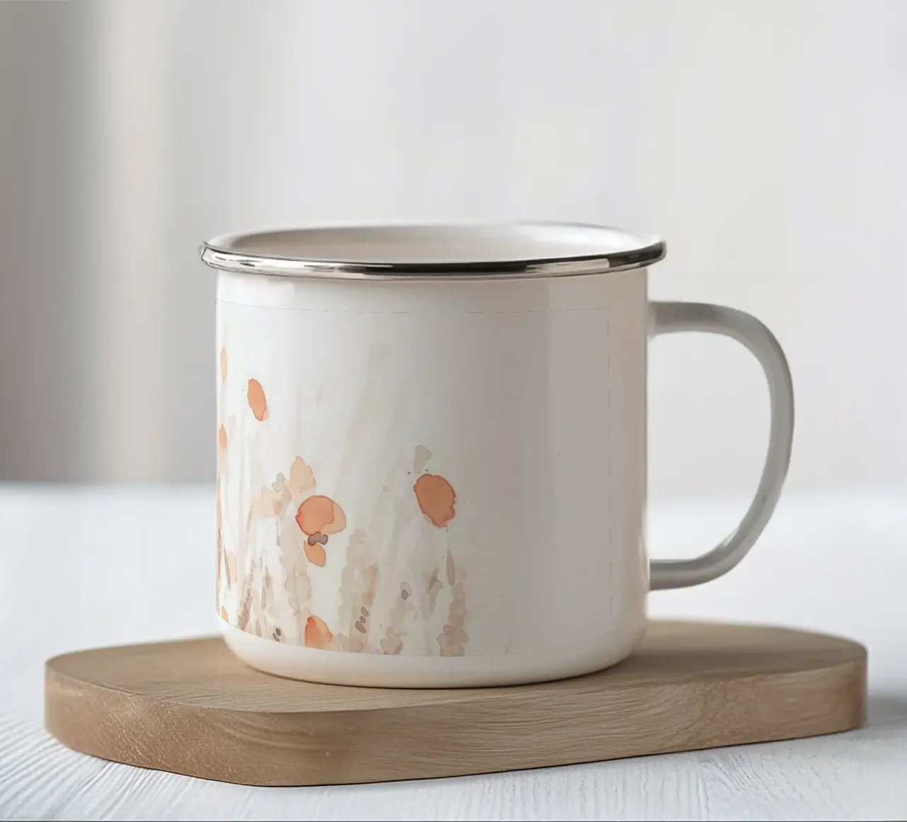 Papaveri arancioni acquerellati tazza in smalto da NouveauPrints