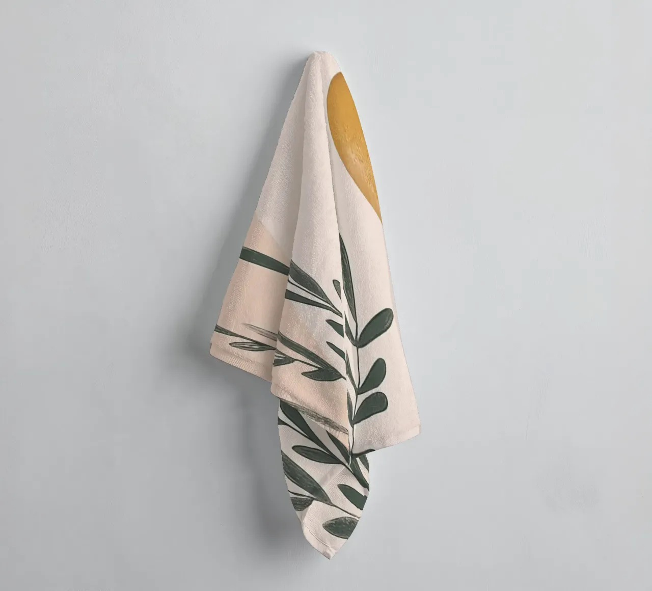 Pianta Boho con luna piena in vaso con arte astratta di montagna Yoga asciugamano da bagno da Gentle Echoes Art