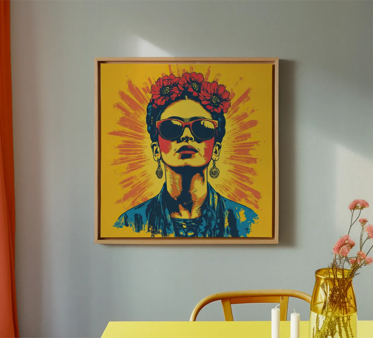 Frida Kahlo - Unbroken tela con Cornice a cassetta da Fantasias Florales