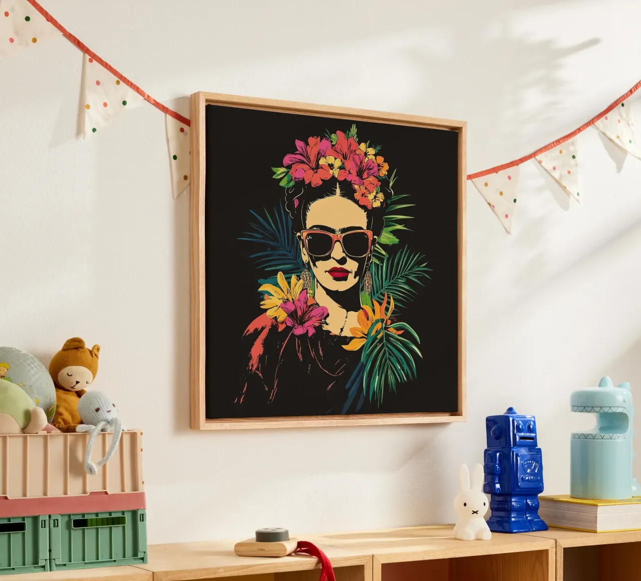 Frida Kahlo - Triomf van de wil canvas met Baklijst van Fantasias Florales
