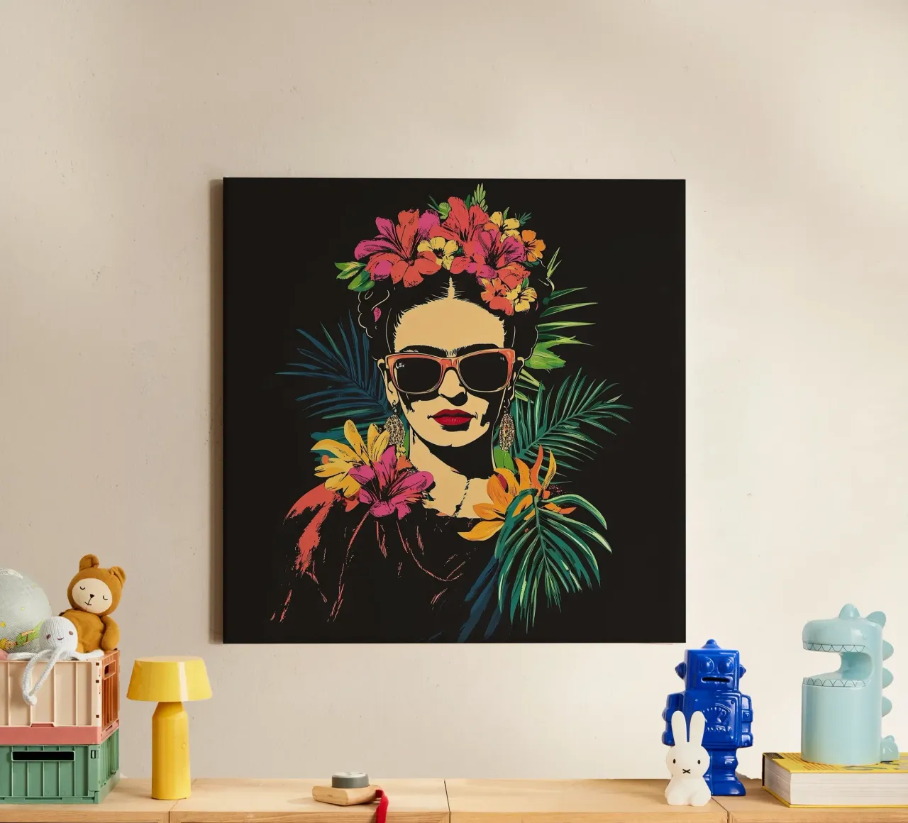 Frida Kahlo - Triomf van de wil canvas met Baklijst van Fantasias Florales