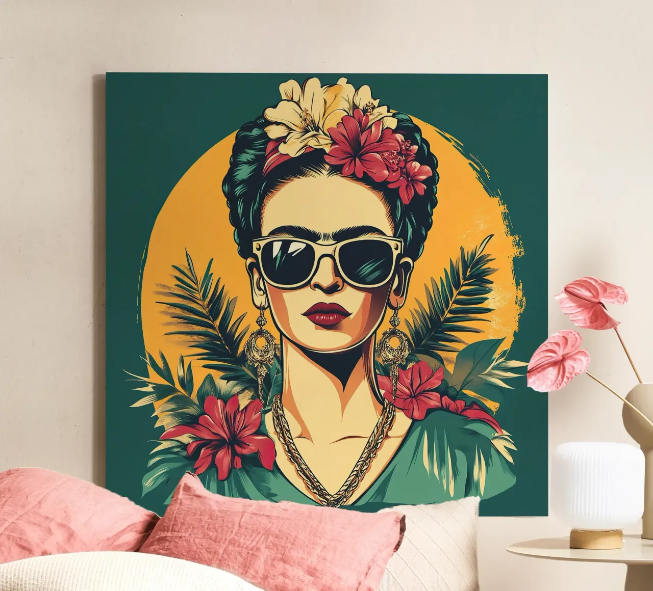 Frida Kahlo - Abbracciare l'autenticità tela con Cornice a cassetta da Fantasias Florales