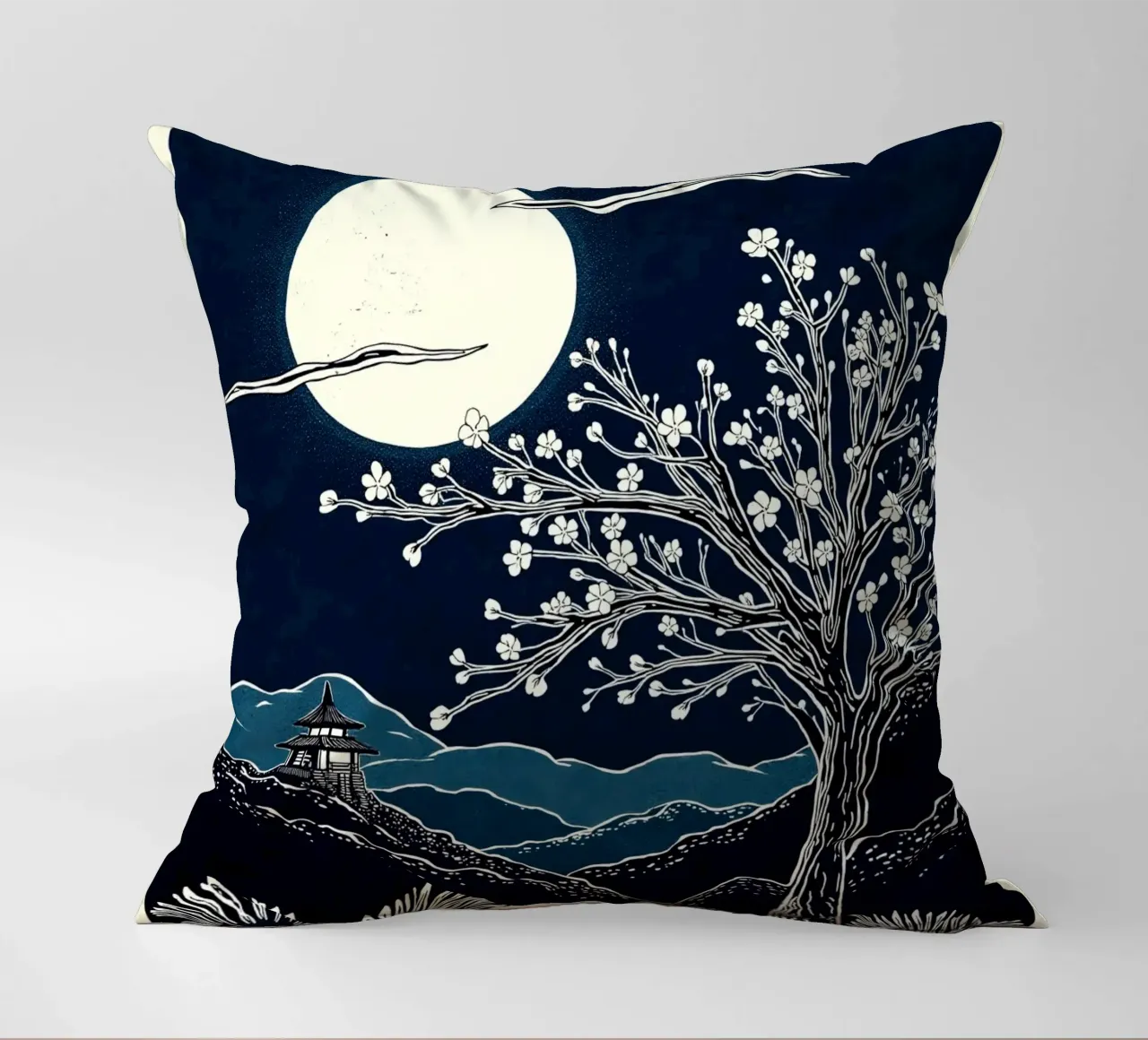 Moon Over Kyoto cuscino da Indigo Rain