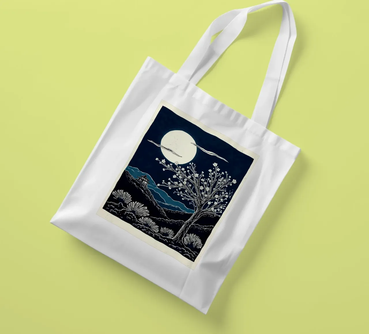 Moon Over Kyoto borsa in juta da Indigo Rain