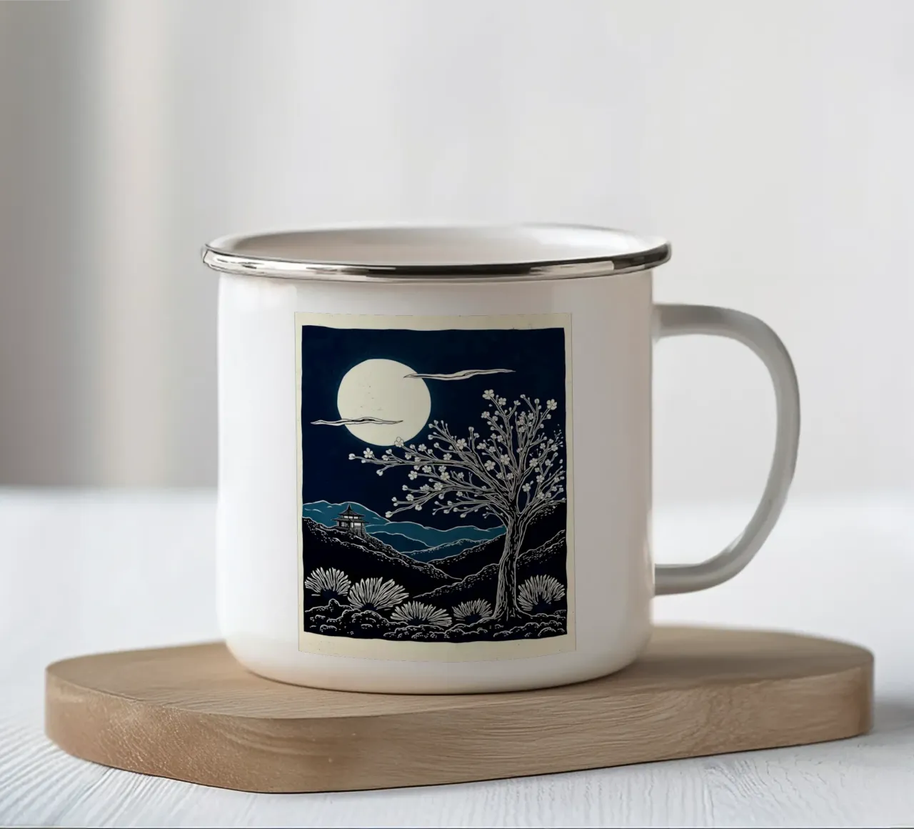 Moon Over Kyoto tazza in smalto da Indigo Rain