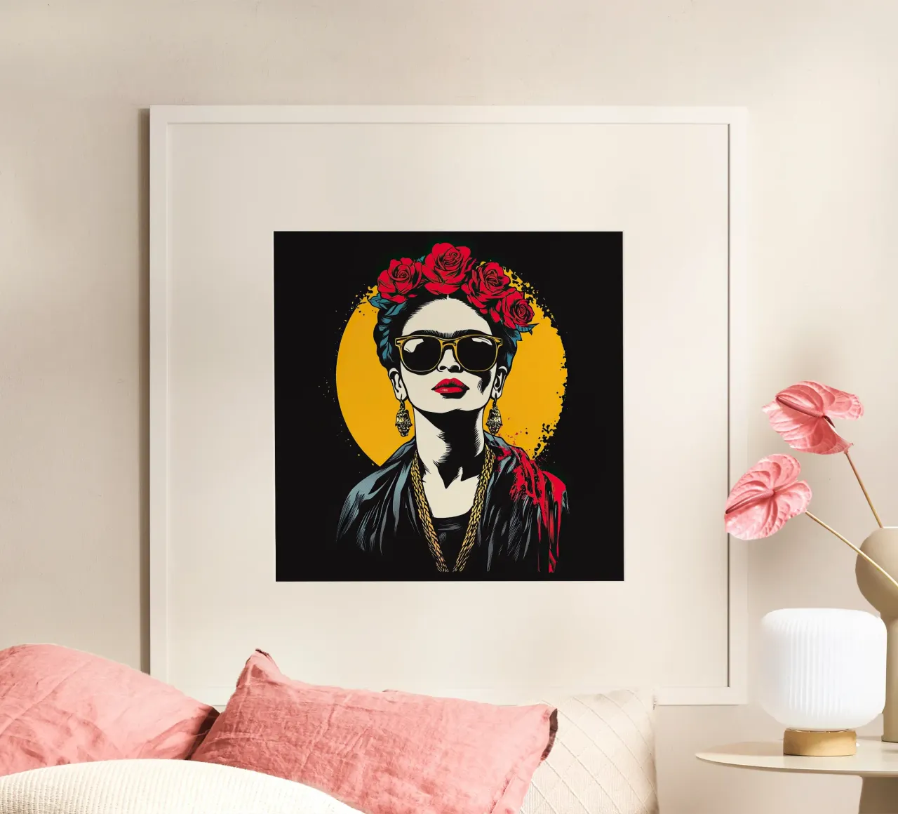 Frida Kahlo - I colori della mia anima poster con telaio in plastica da Fantasias Florales