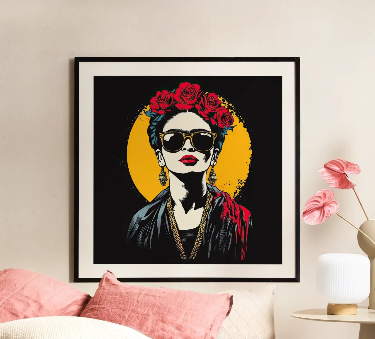 Frida Kahlo - I colori della mia anima poster con telaio in plastica da Fantasias Florales