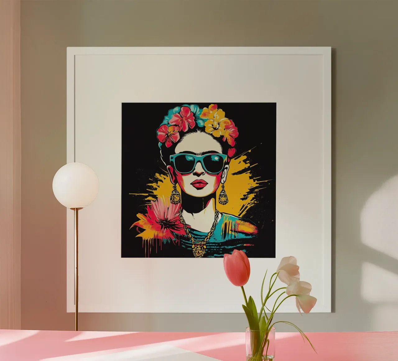 Frida Kahlo poster con telaio in legno da Fantasias Florales
