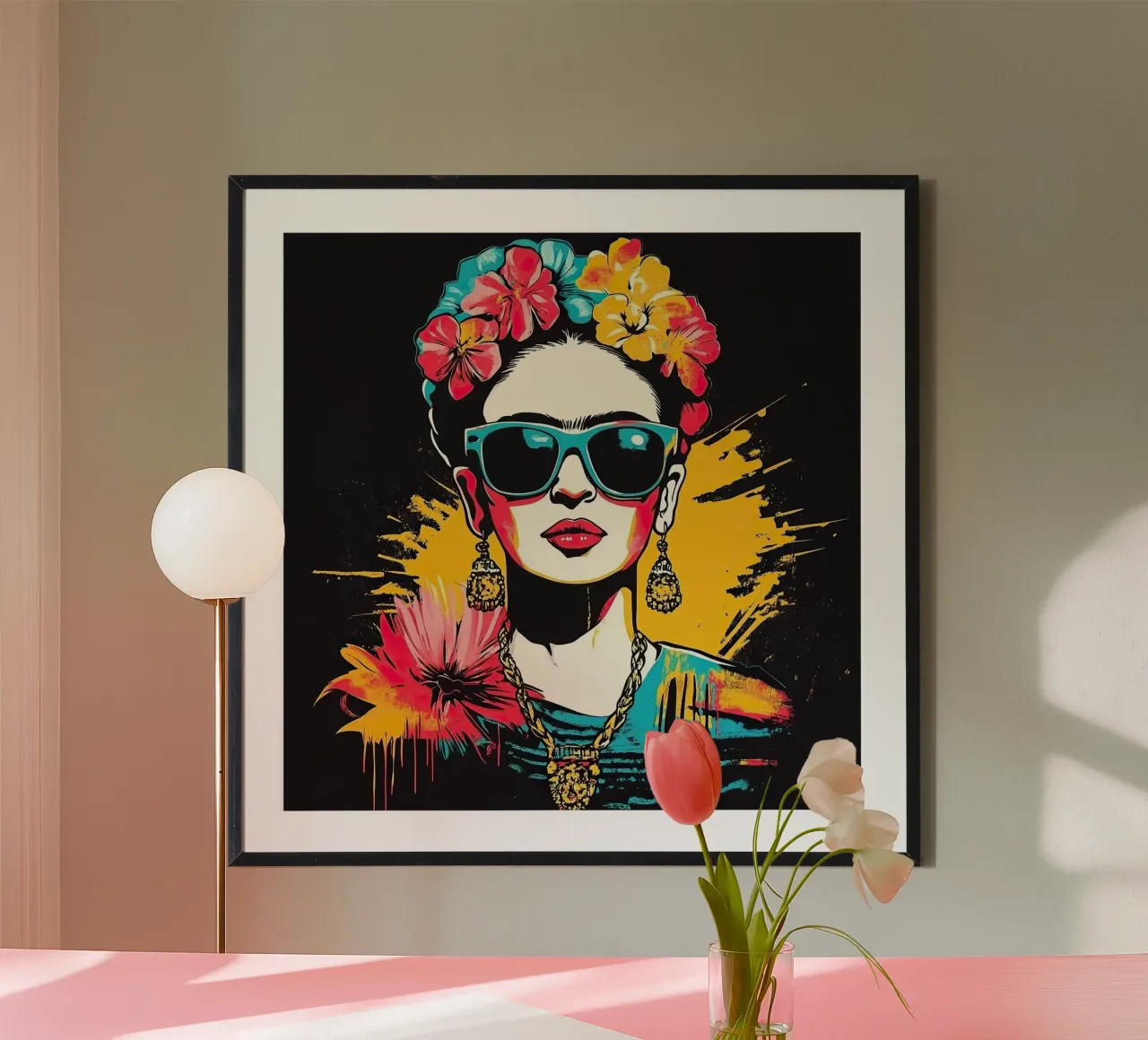 Frida Kahlo poster con telaio in legno da Fantasias Florales