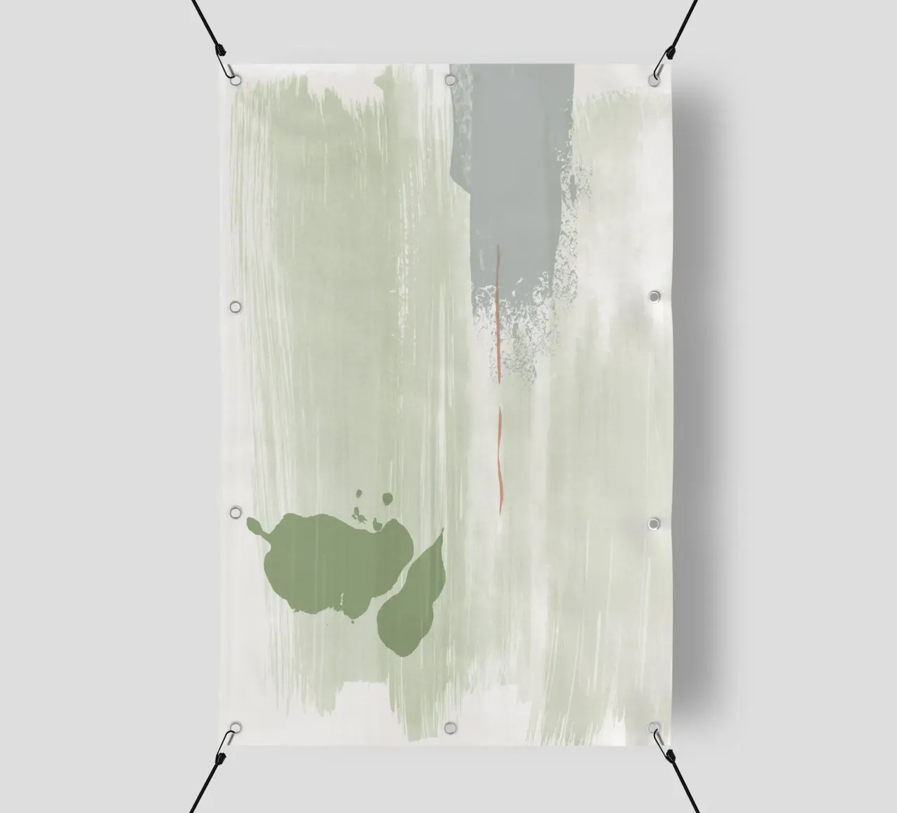 Abstraction douce vert olive bâche pvc de NouveauPrints