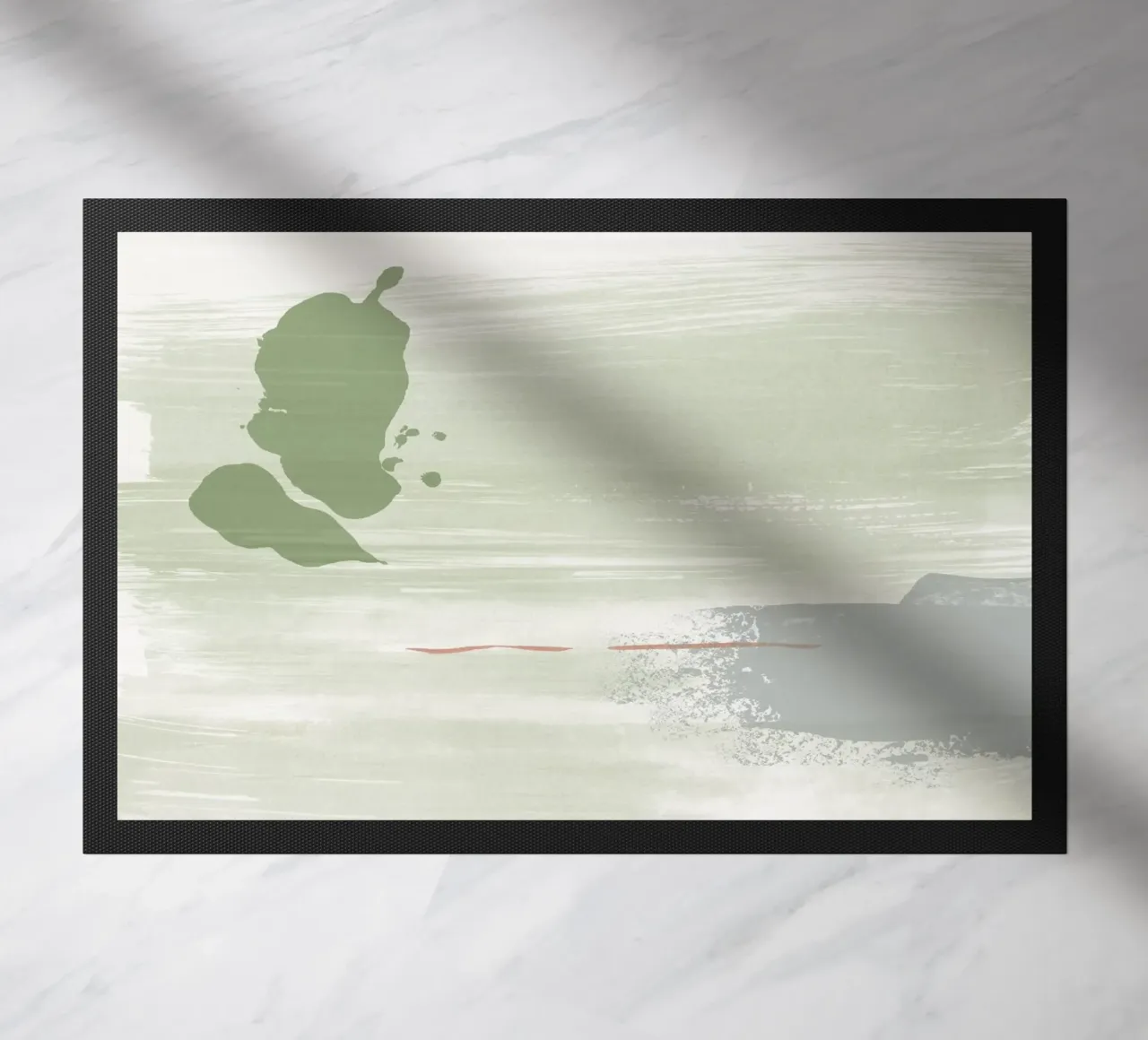 Abstraction douce vert olive paillasson de NouveauPrints