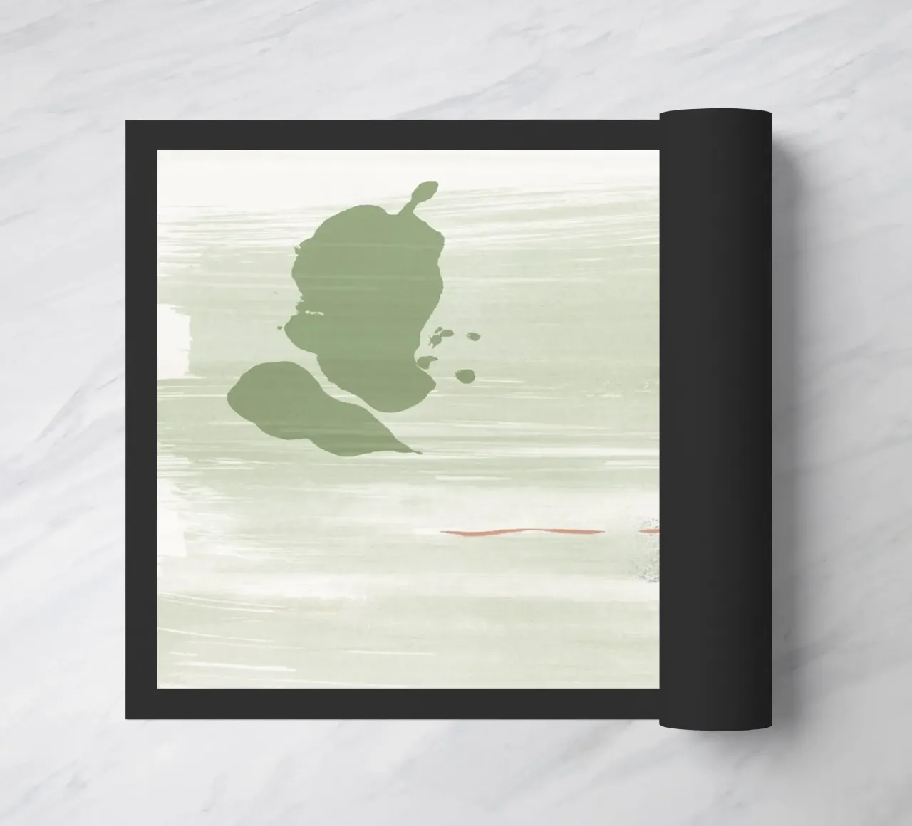 Abstraction douce vert olive paillasson de NouveauPrints