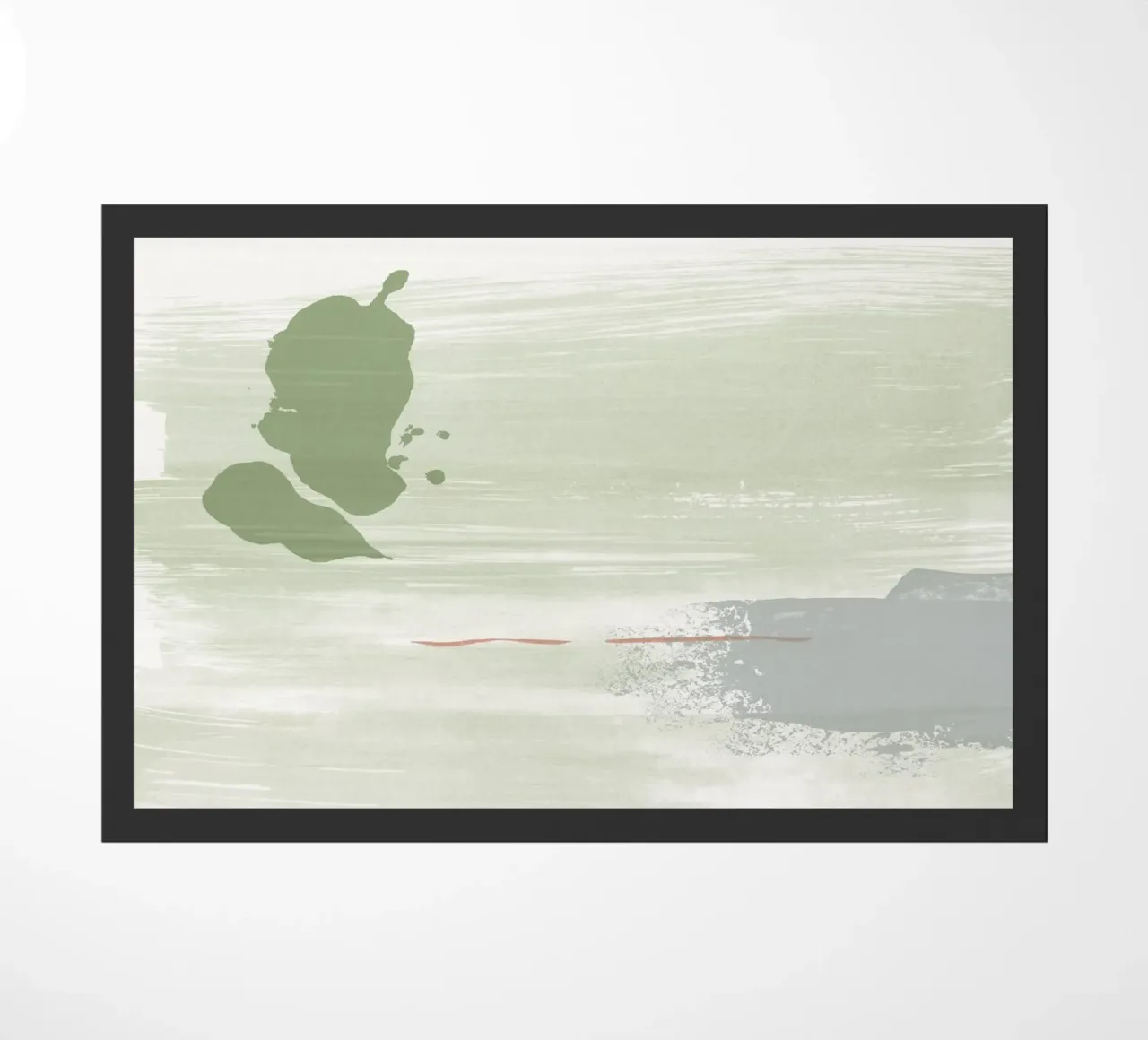 Abstraction douce vert olive paillasson de NouveauPrints