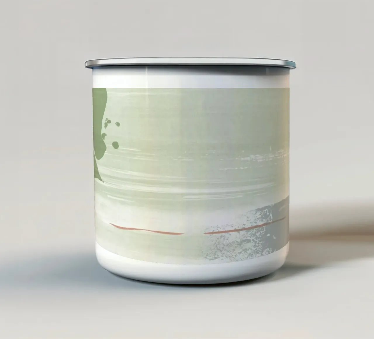 Abstraction douce vert olive mug en émail de NouveauPrints