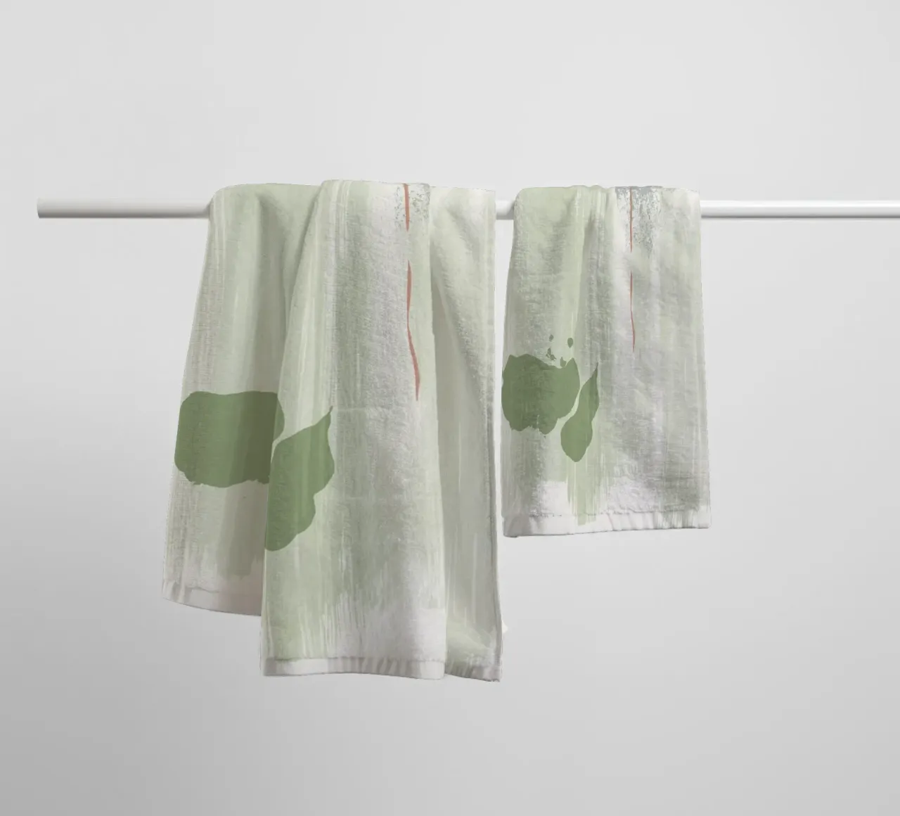 Soft olive green abstraction towel by NouveauPrints