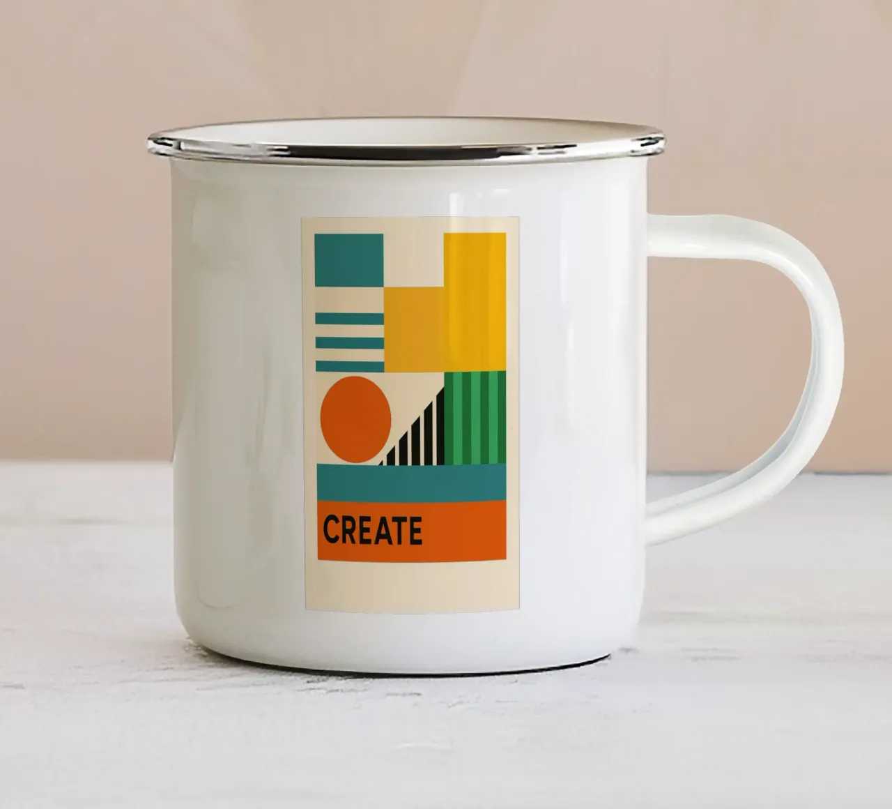 Create - Bauhausstil taza de esmalte de Studio M