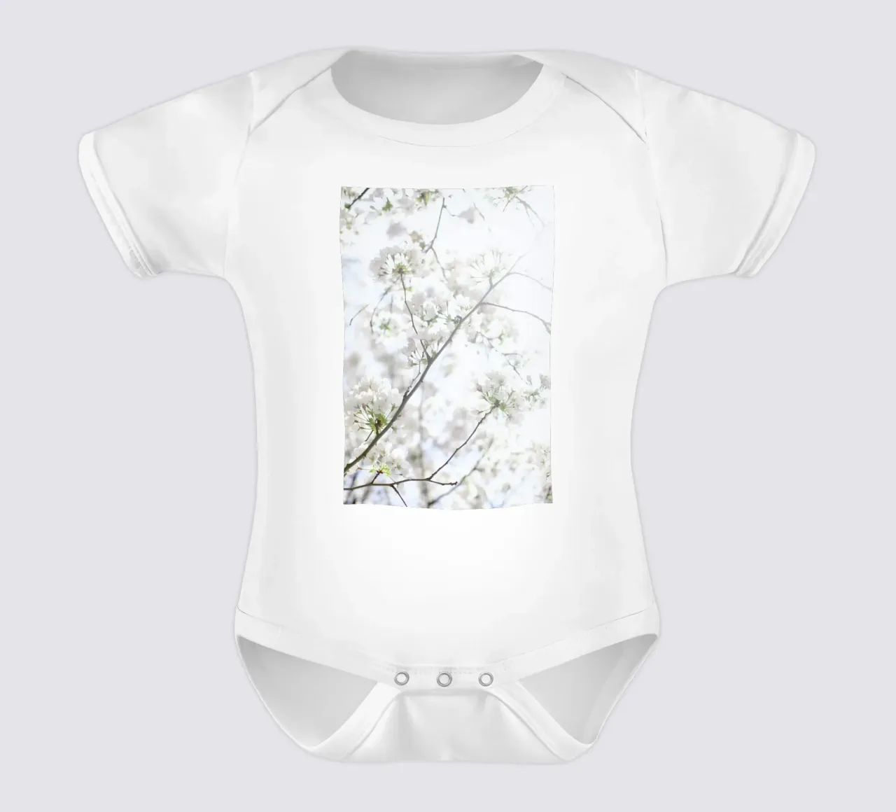 Cherry Blossoms 2 short-sleeve baby romper by Marlene Sørensen