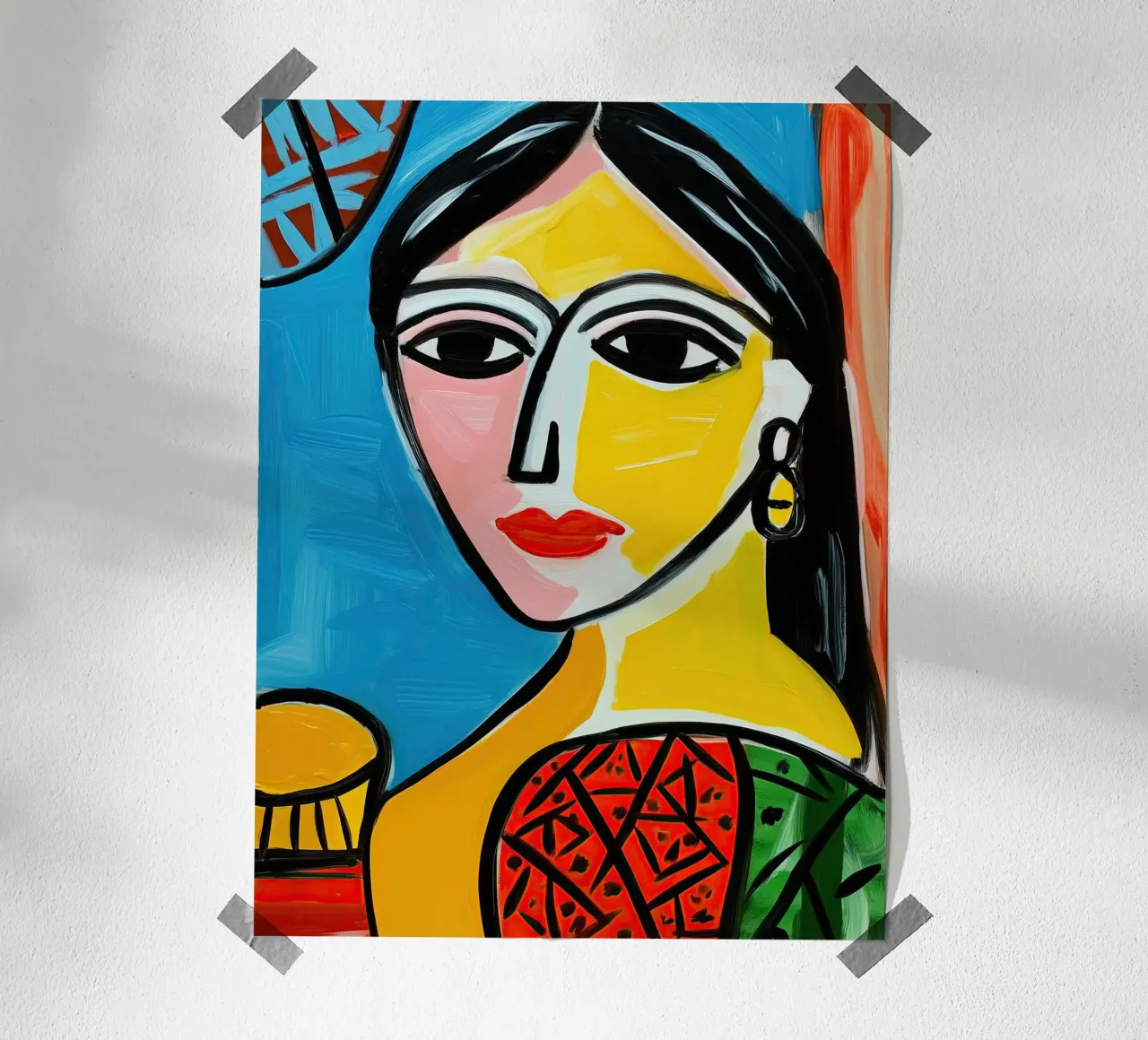 Mona Lisa in the style of Picasso | Canvas Painting poster with aluminum frame by Autofocus