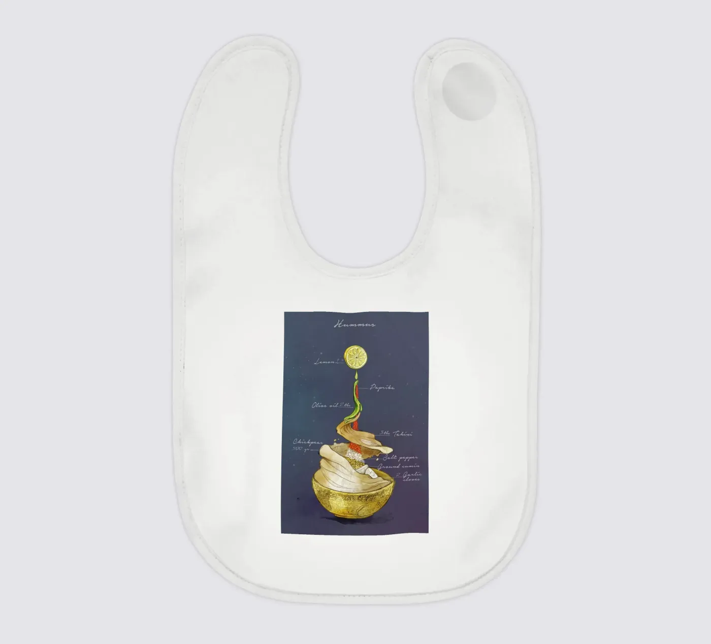 Hummus baby bib by Ina Stanimirova