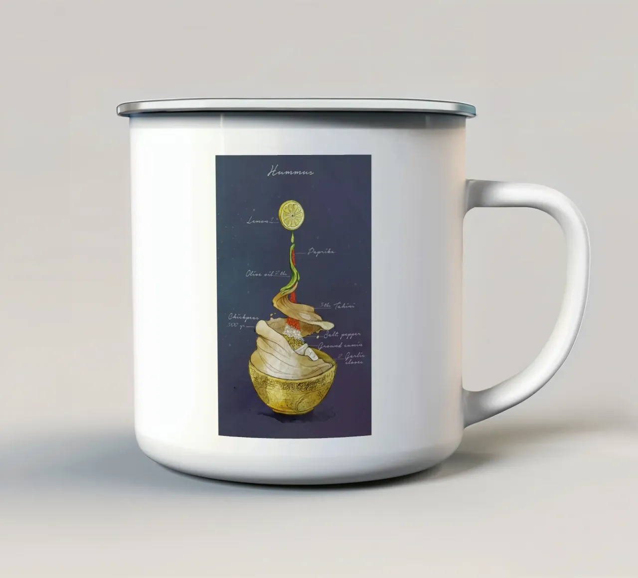 Hummus tazza in smalto da Ina Stanimirova