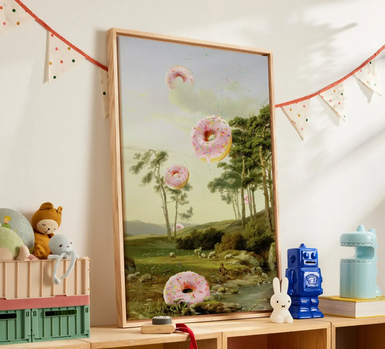 Cloudy With A Chance Of Donuts tela con Cornice a cassetta da Jonas Loose
