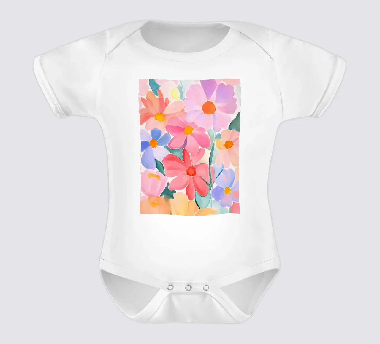Retro Bloemen Vintage Botanisch Abstract Bloem Impressionisme babyrompertje korte mouwen van Gentle Echoes Art