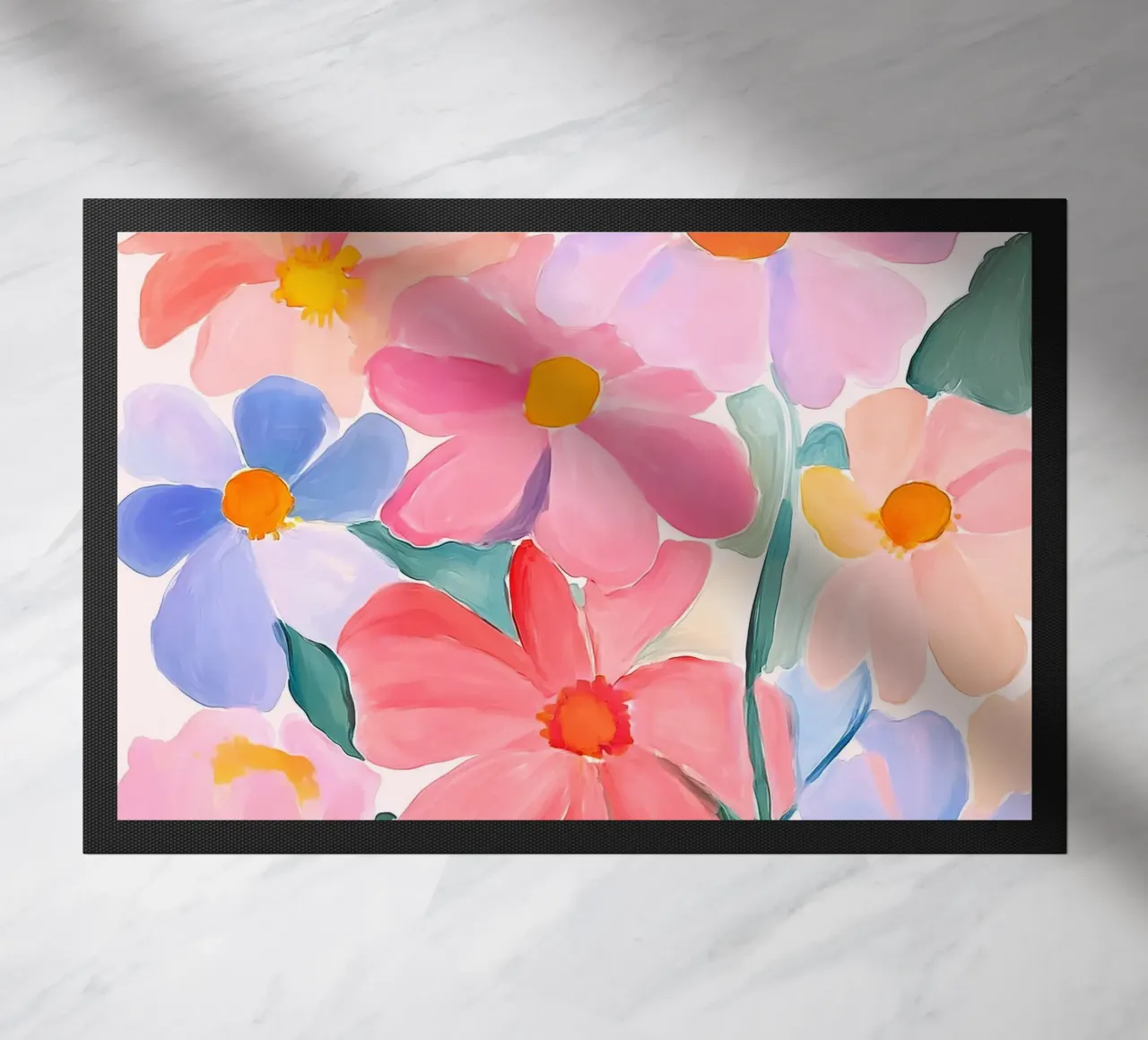Retro Floral Vintage Botanical Abstract Flower Impressionism doormat by Gentle Echoes Art