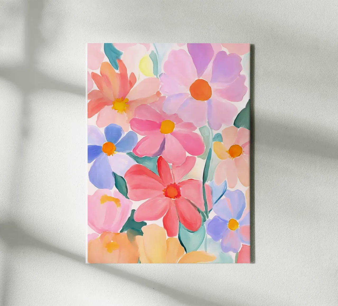 Retro Bloemen Vintage Botanisch Abstract Bloem Impressionisme canvas met Baklijst van Gentle Echoes Art