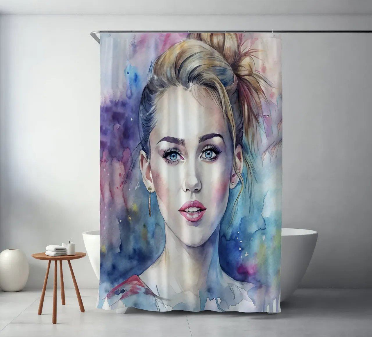 Miley Cyrus in acquerello tenda da doccia da 🎁 ARTVI-SHOP