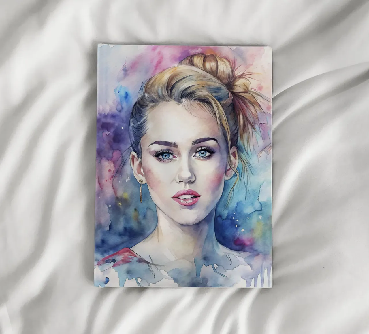 Miley Cyrus in watercolor notebook by 🎁 ARTVI-SHOP