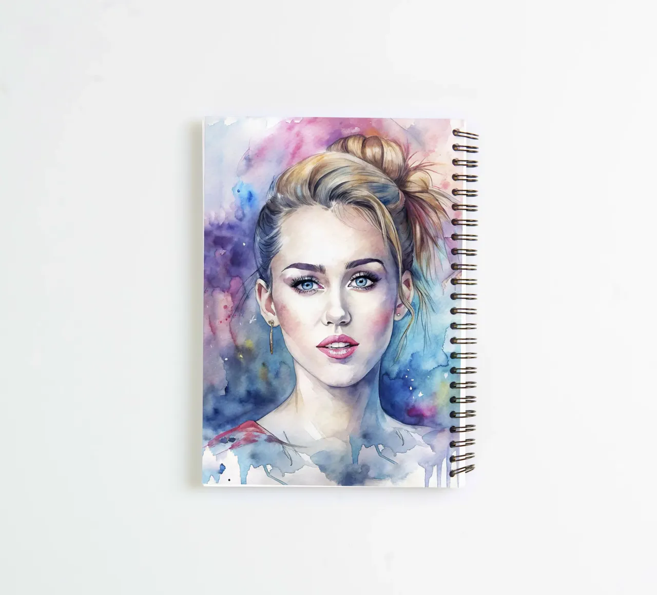 Miley Cyrus in watercolor spiral notebook by 🎁 ARTVI-SHOP