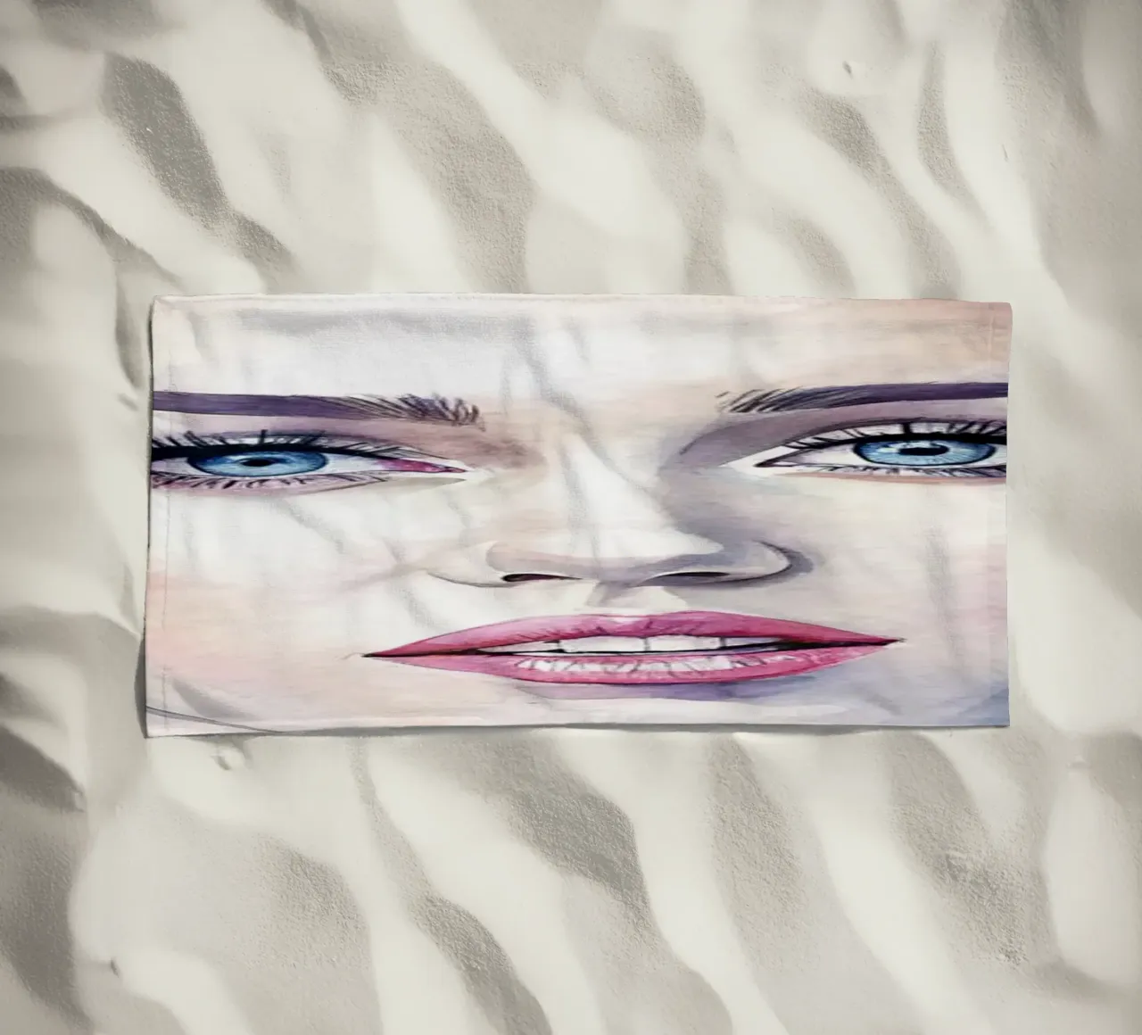 Miley Cyrus in acquerello telo mare da ARTVI-SHOP