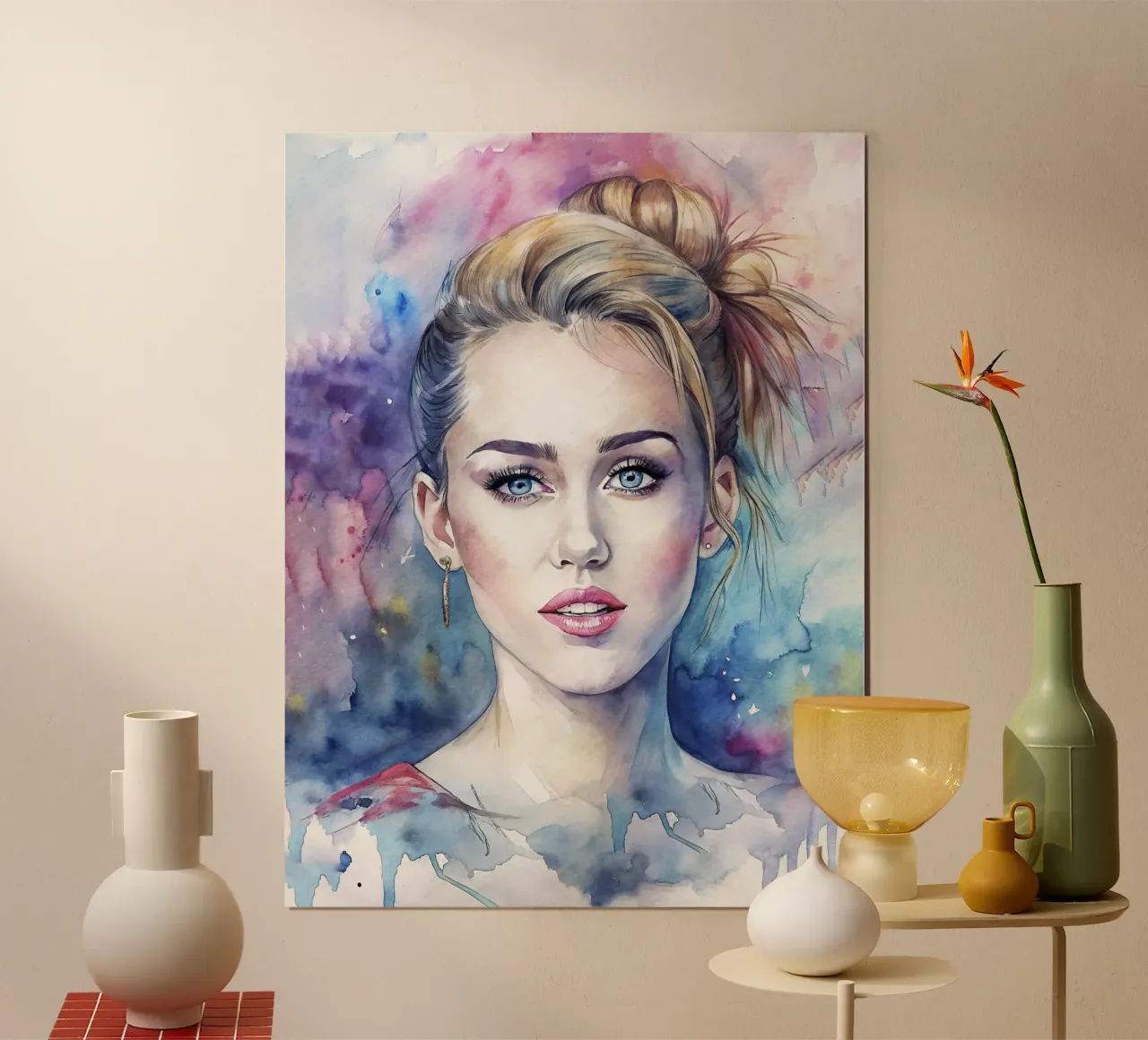 Miley Cyrus in acquerello carta hahnemühle da ARTVI-SHOP