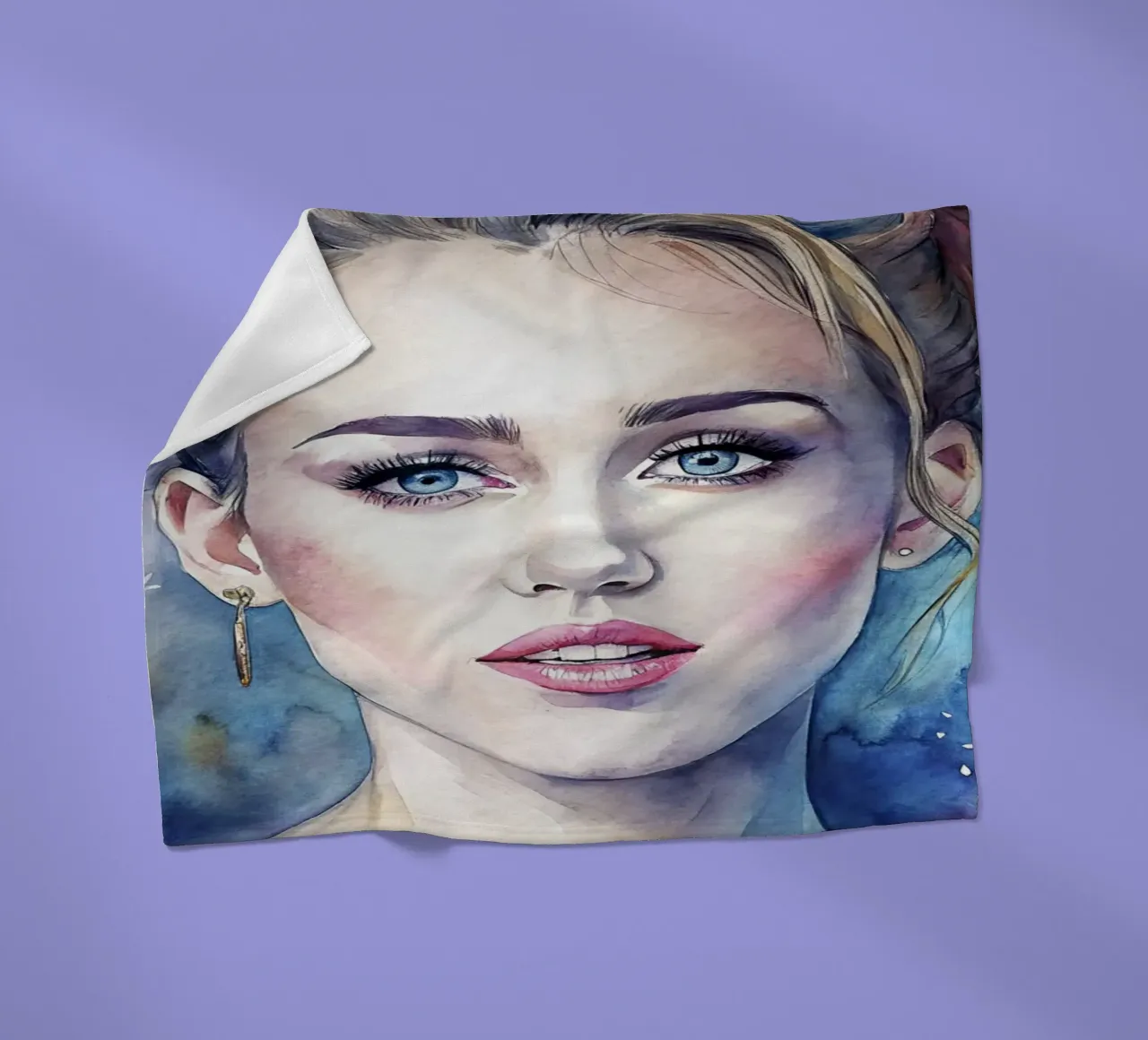 Miley Cyrus in acquerello coperta in pile da ARTVI-SHOP