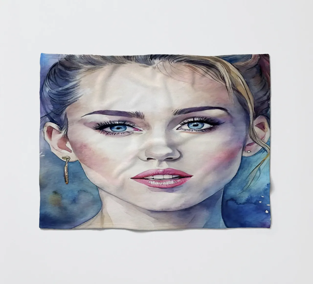 Miley Cyrus in acquerello coperta in pile da ARTVI-SHOP