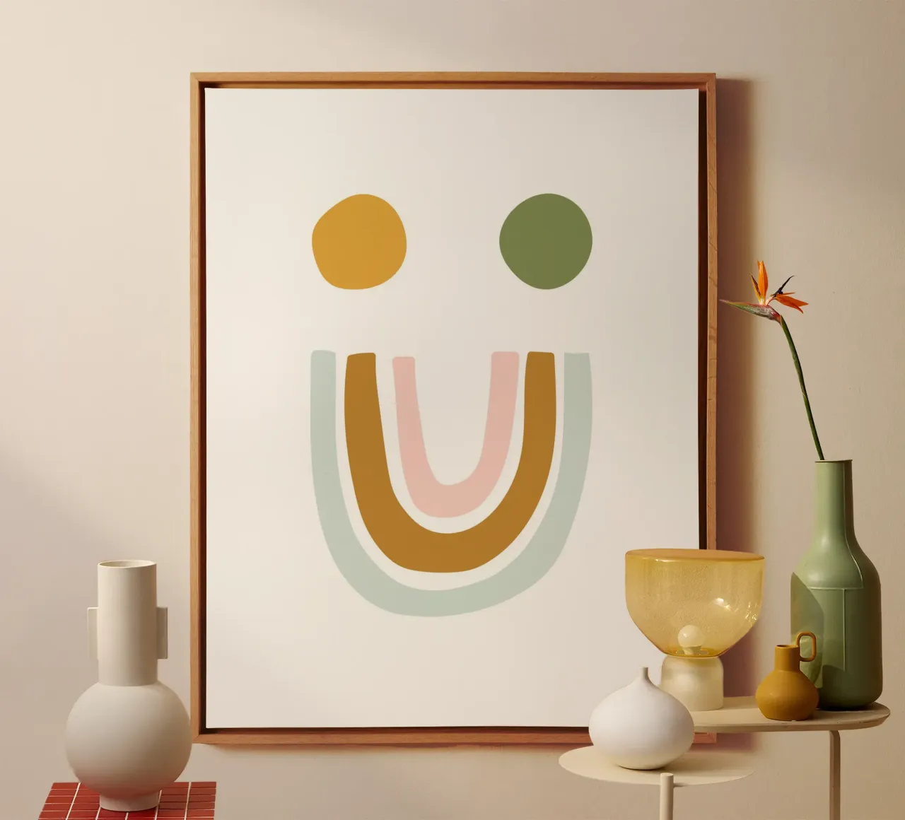 be happy tela con Cornice a cassetta da Ambition Wall
