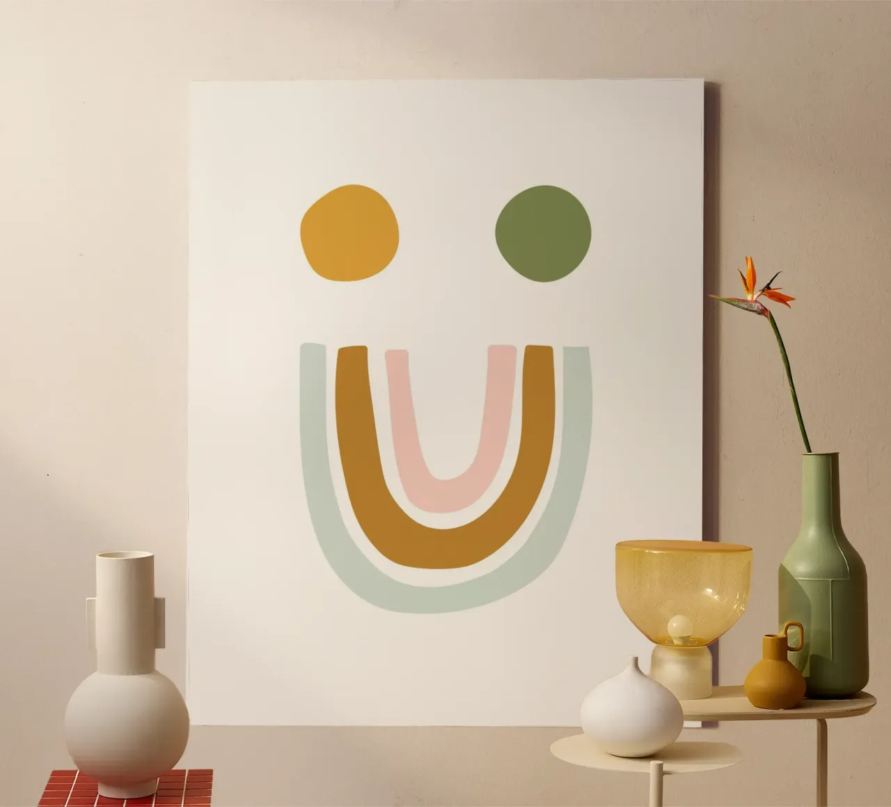 be happy tela con Cornice a cassetta da Ambition Wall