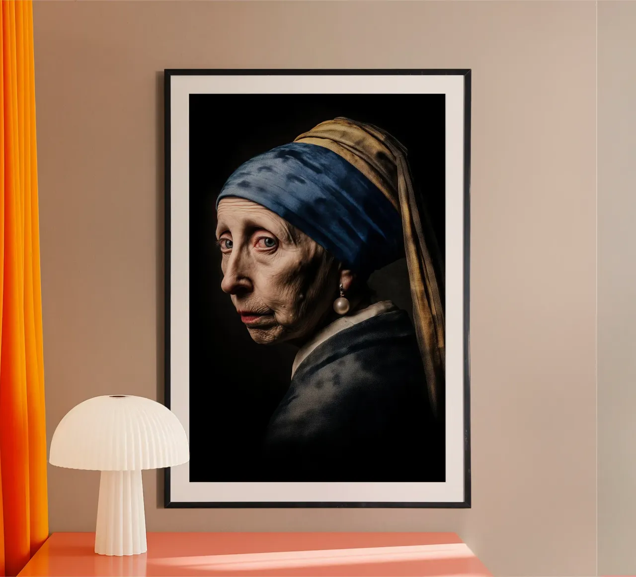 La vecchia donna con l'orecchino di perla | Ispirato a Vermeer poster da Autofocus