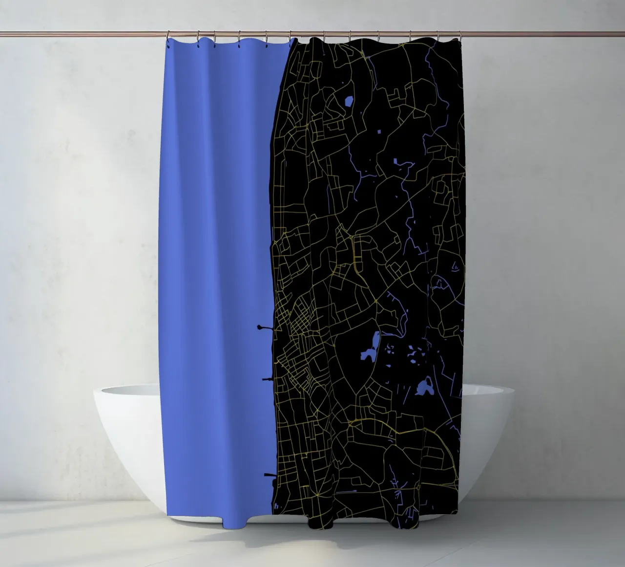Mappa della città di Blackpool Regno Unito nero e oro tenda da doccia da Cartographers Library