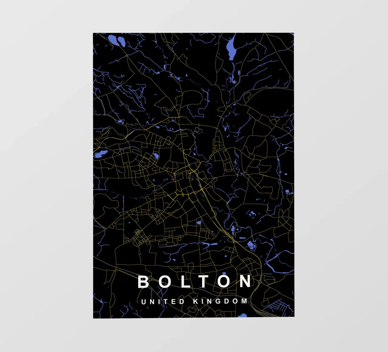 Bolton - Mappa della città del Regno Unito - Nero e oro telo in pvc da Cartographers Library