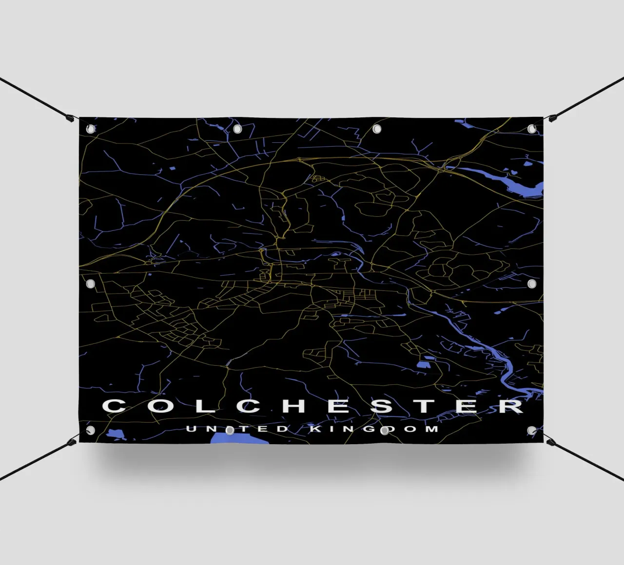 Mappa della città di Colchester Regno Unito nero e oro telo in pvc da Cartographers Library