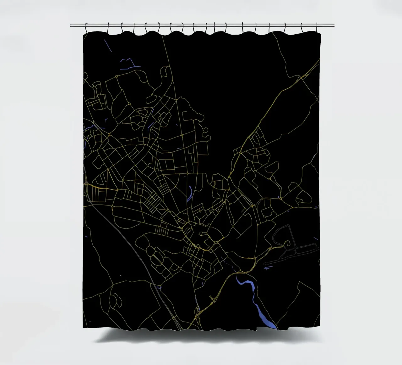Mappa della città di Luton, Regno Unito, nero e oro tenda da doccia da Cartographers Library