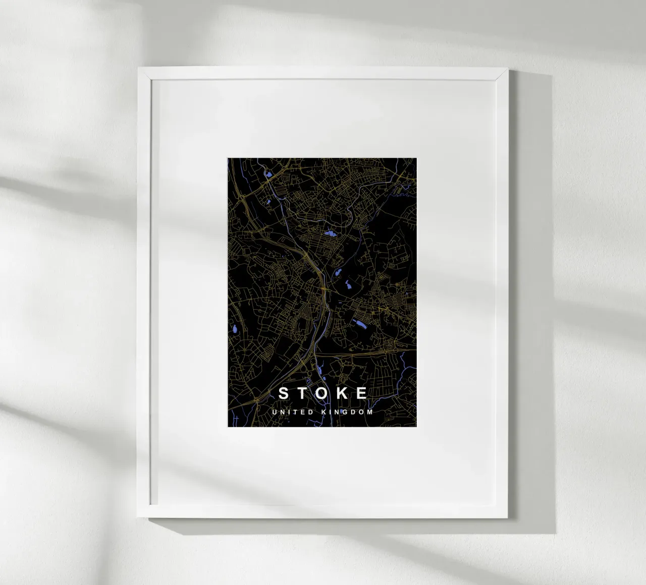 Mappa della città di Stoke Regno Unito nero e oro poster da Cartographers Library