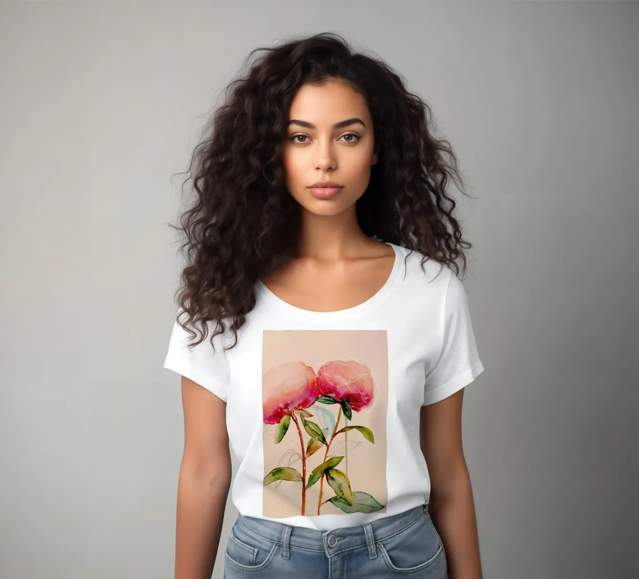 Peonies 1 women's fitted t-shirt by Leigh Viner