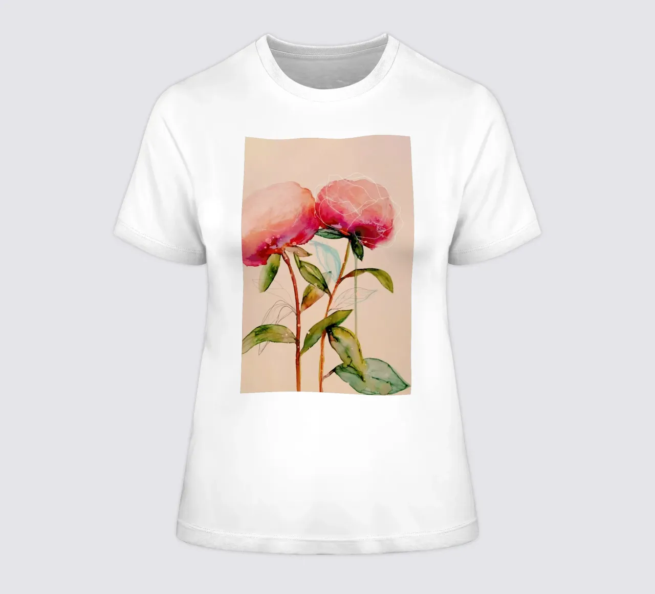 Peonies 1 women's fitted t-shirt by Leigh Viner