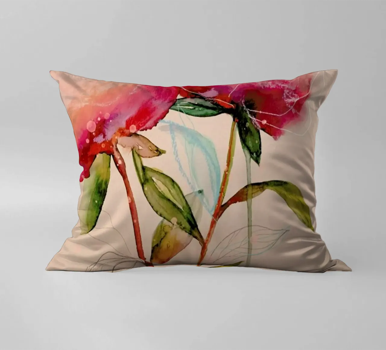 Peonies 1 decorative cushion by Leigh Viner