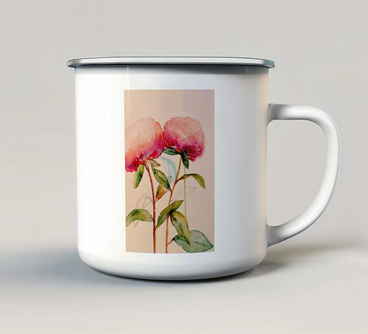 Peonies 1 tazza in smalto da Leigh Viner