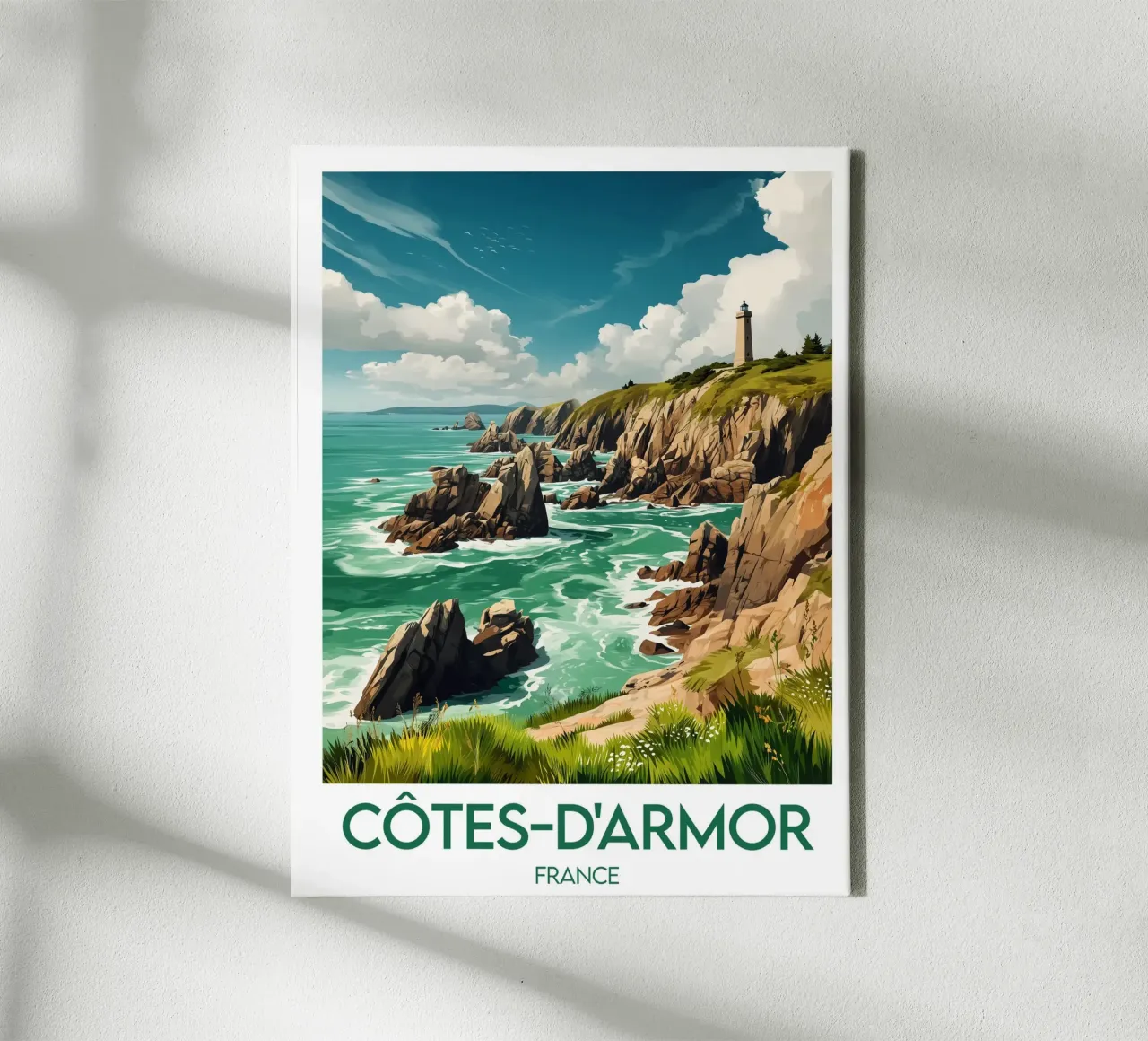 Poster Côtes-d'Armor tela con Cornice a cassetta da Frame the World